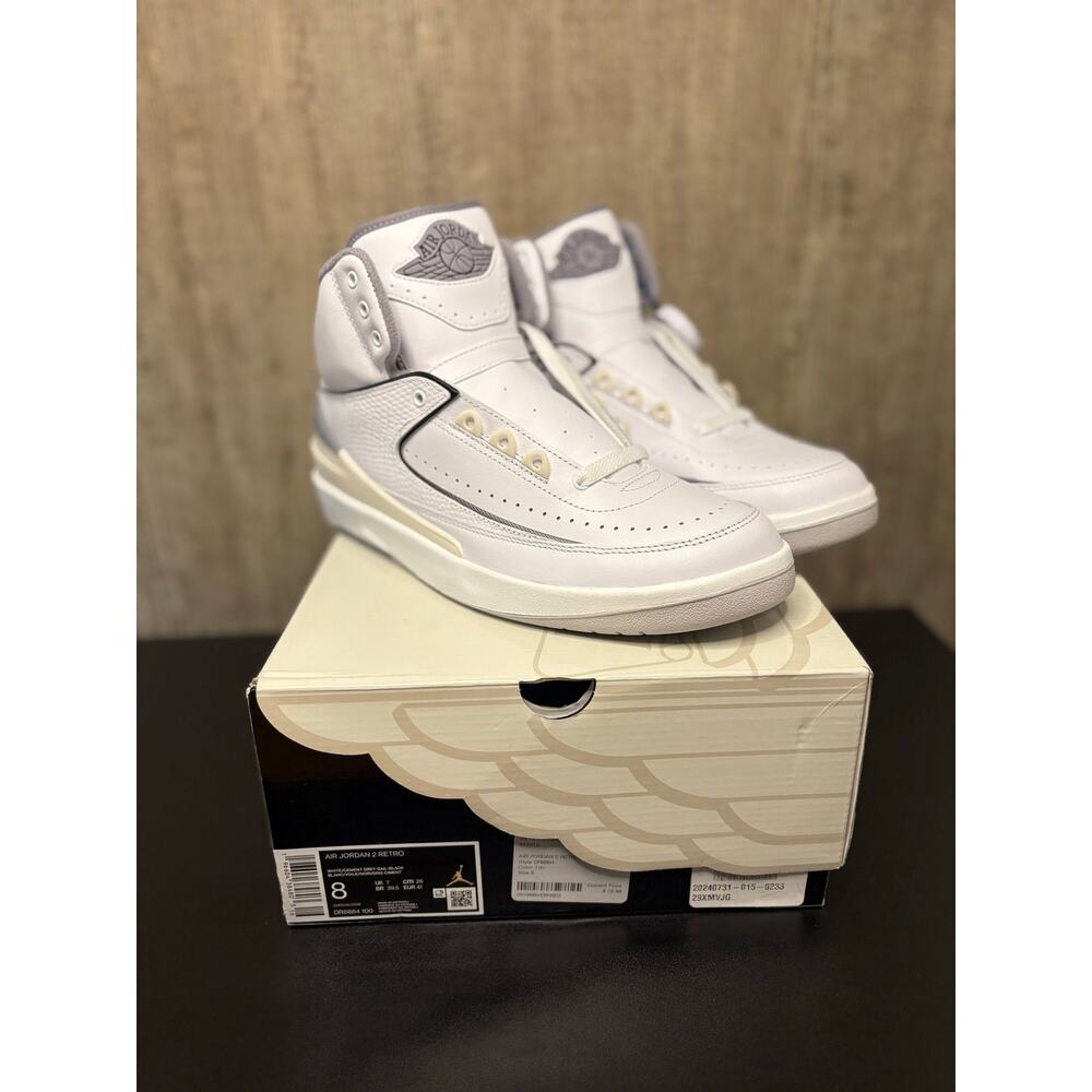 SZ 8m - Air Jordan 2 "Cement Grey" Shoes, New w/ Box - Picture 2 of 7